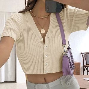 Button Rib Knit Top